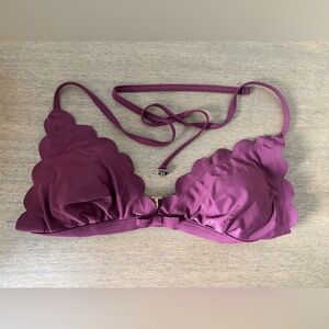Kate Spade Scalloped Edge Burgundy Bikini Top